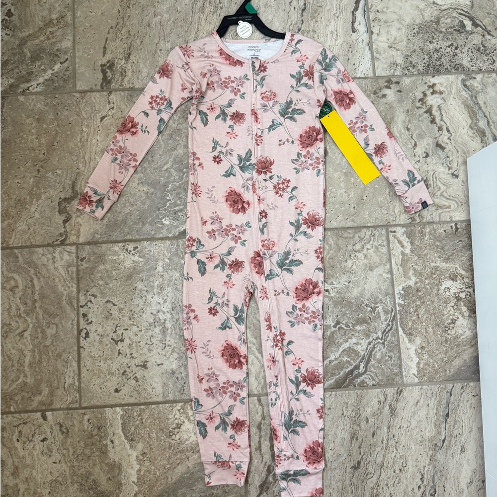 NWT Size 5T Modern Moments Floral Pink Zip-Up Pajamas